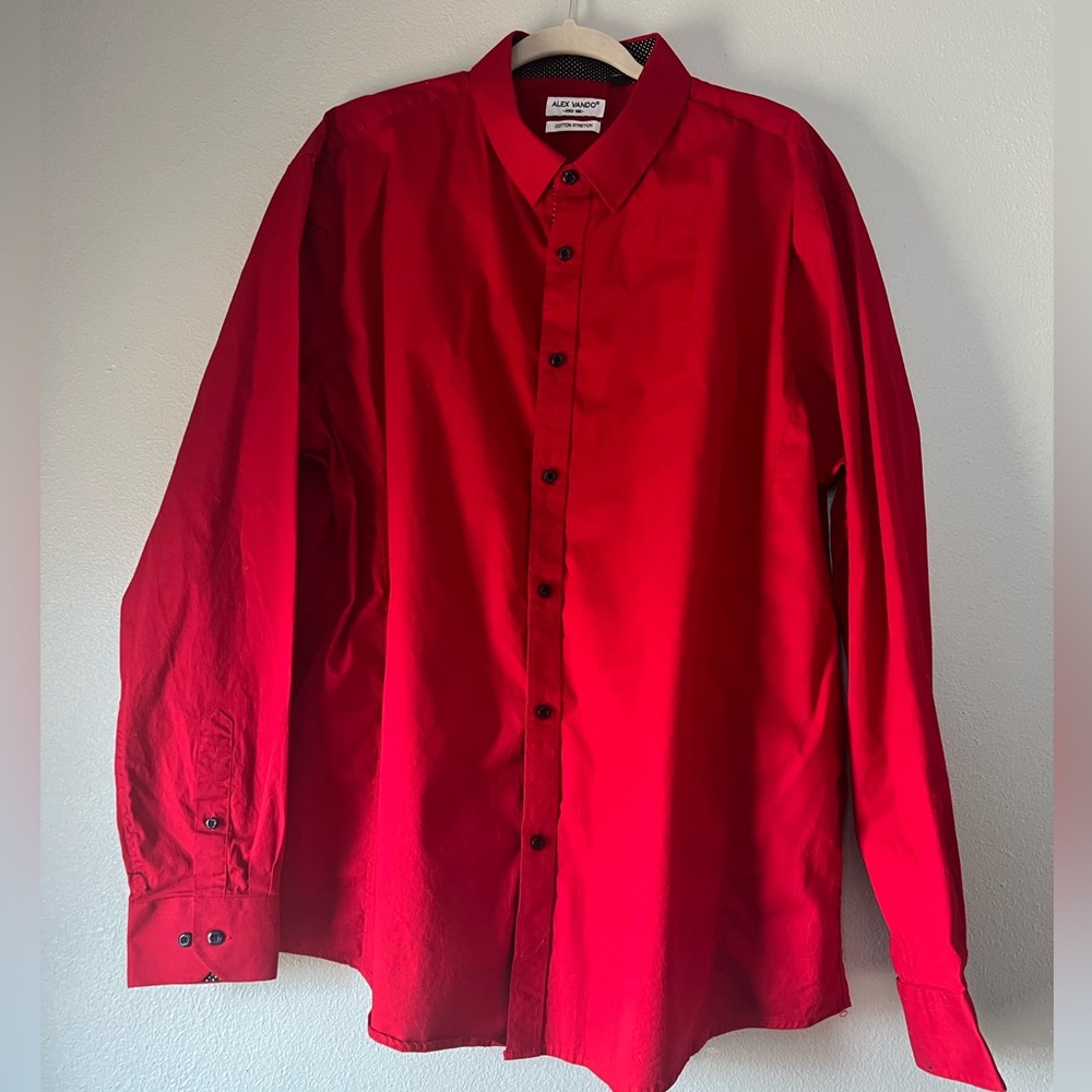 XXL MENS LONG SLEEVE BUTTON DOWN SHIRT RED